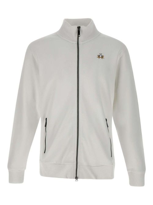 High-neck embroidered sweatshirt - White