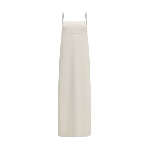Silk Blend with Monili Chain Dress — White