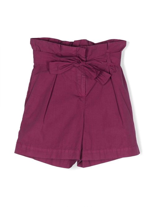 Shirred tied-waist shorts - Purple