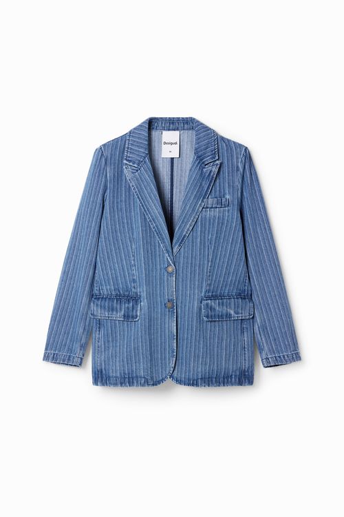 Striped denim blazer