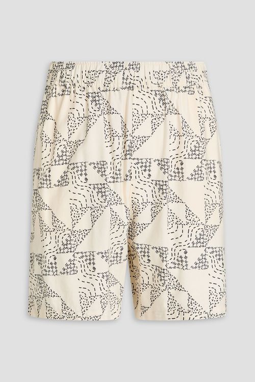 Printed cotton-blend shorts - White - XL