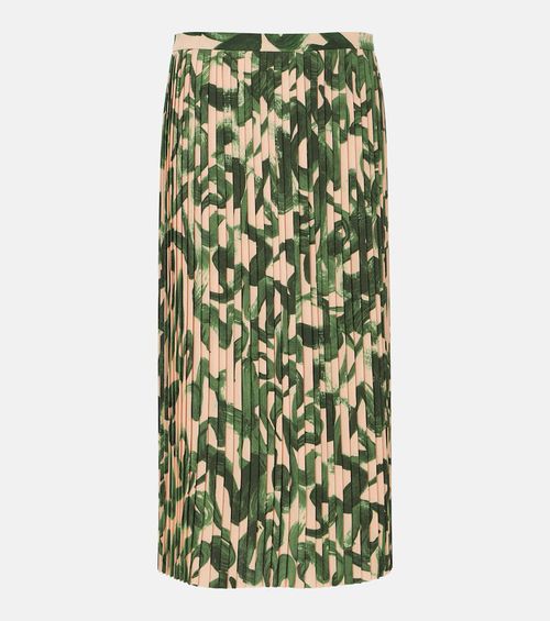 Printed pleated midi skirt