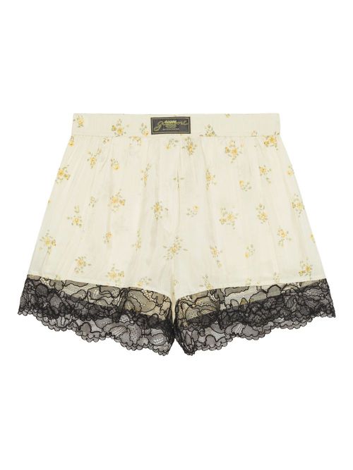 GANNI floral-print shorts - Neutrals