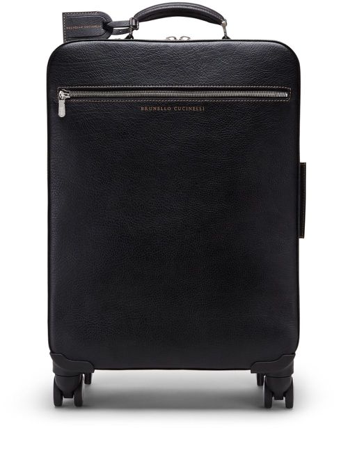 Black Logo-Embossed Leather Suitcase - Men's - Calf Leather