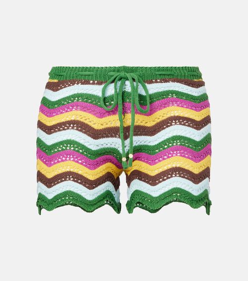 Kim striped crochet cotton-blend shorts