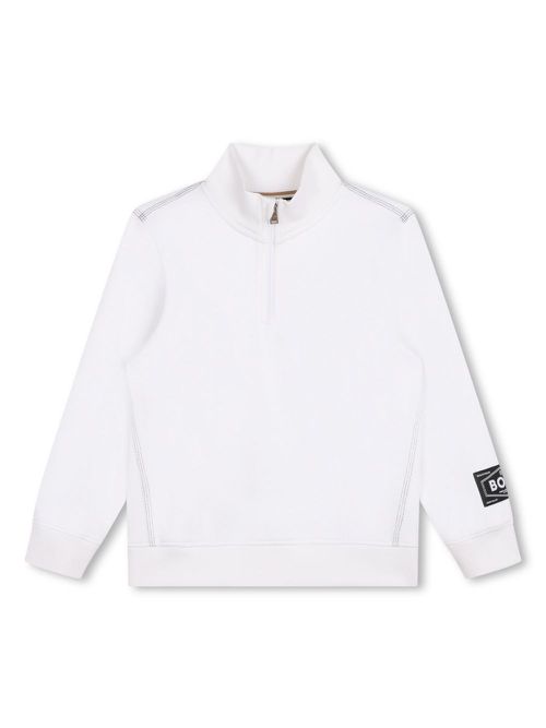 Logo print half-zip sweatshirt - White