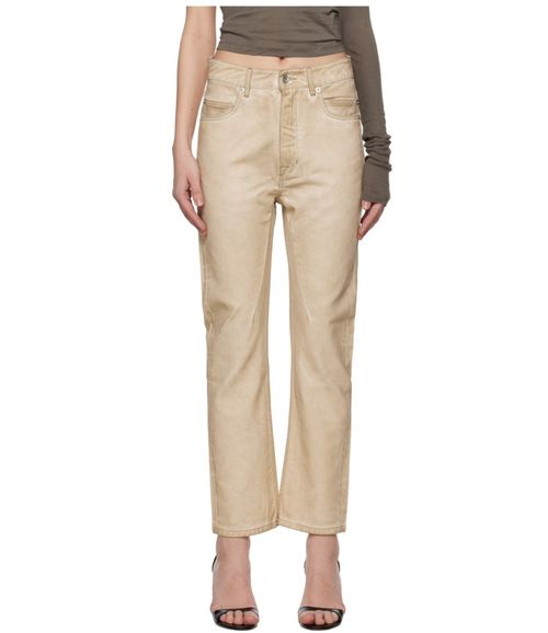 Beige Straight Jeans