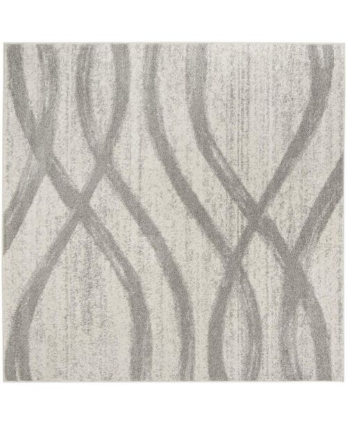 Adirondack 125 Cream and Gray 8' x 8' Square Area Rug - Cream