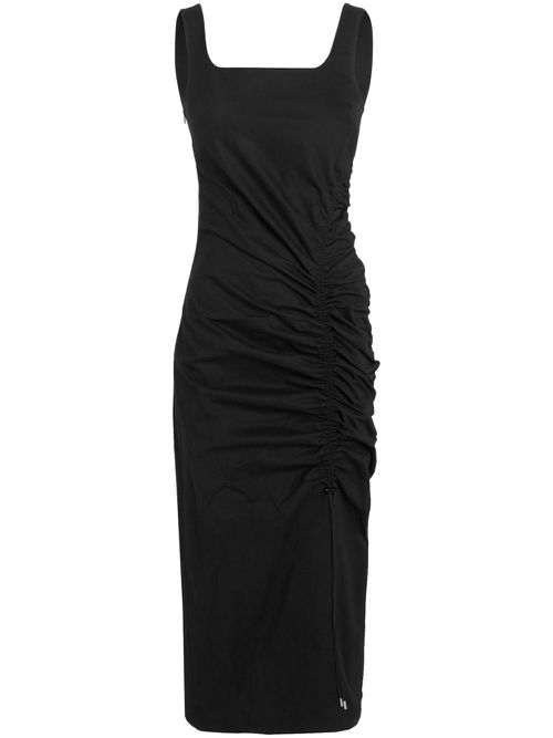 Gathered-detail midi dress - Black