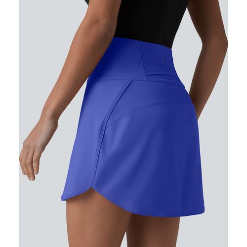 Halara SoftlyZero™ Airy Super High-Waist Tummy Control Curved Hem 2-in-1 Cool Touch Golf Mini Skirt with Pockets - Aster Blue - XLregular