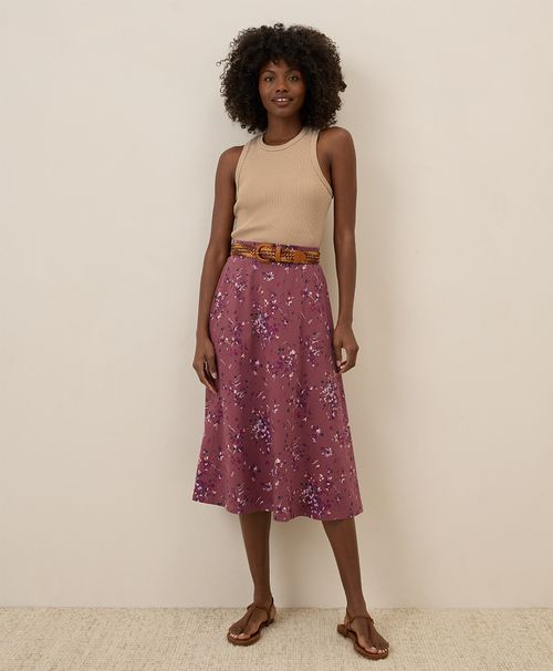 Women's Dotted Sprays Mauve Fit & Flare Midi Skirt