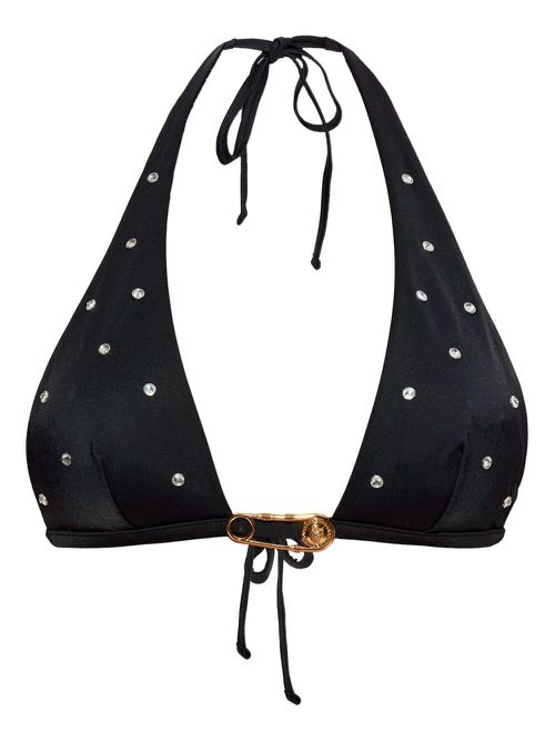 Crystal-embellished bikini top - Black
