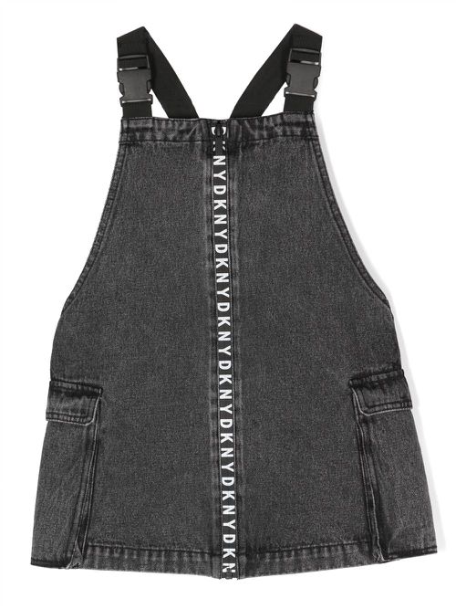 Logo-print dungaree dress - Black