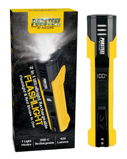 2-in-1 Ultrabright Rechargeable Flashlight & Red Strobe