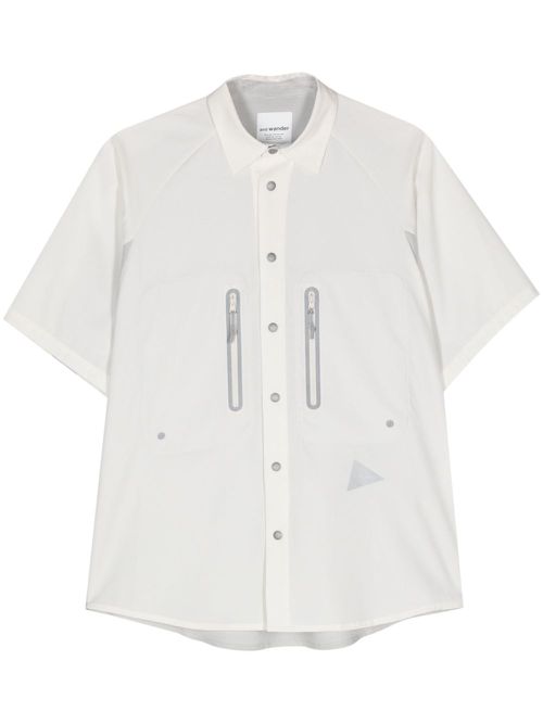 Ripstop-detail short-sleeve shirt - White