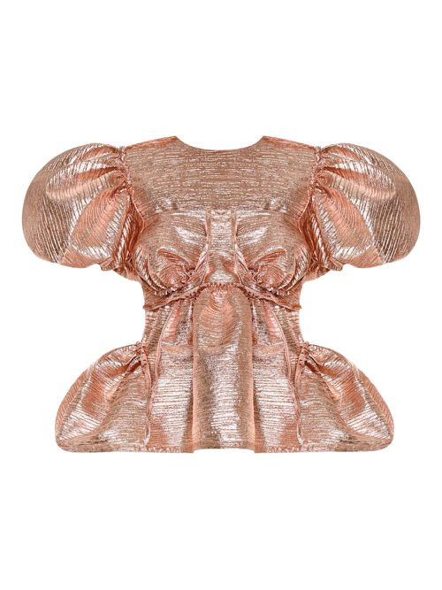 Pleated puff-sleeve blouse - Pink