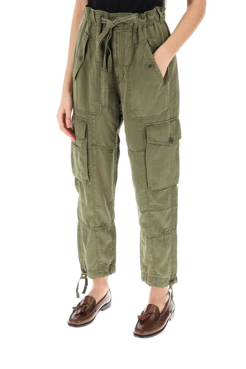 -Pantaloni Cargo In Lyocell E Lino-Donna