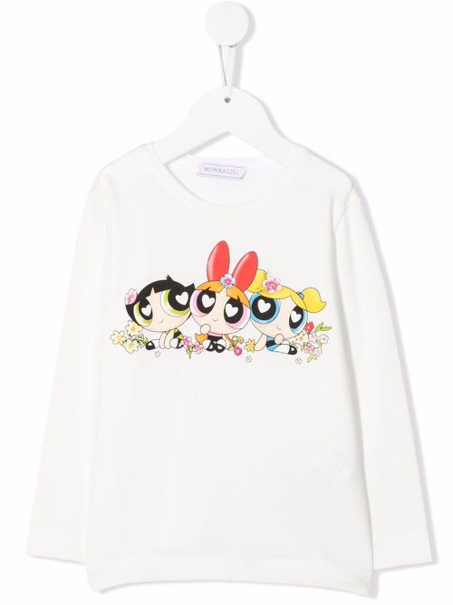 Graphic-print long-sleeved T-shirt - Neutrals