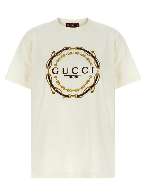 Logo-Embroidered Chain Link T-Shirt — White