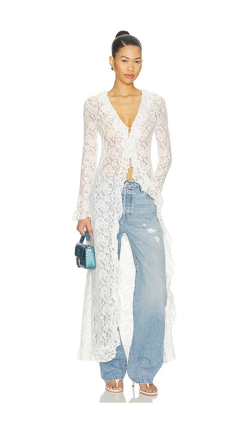 LIONESS Long Nights Duster in White. XXL. Also in