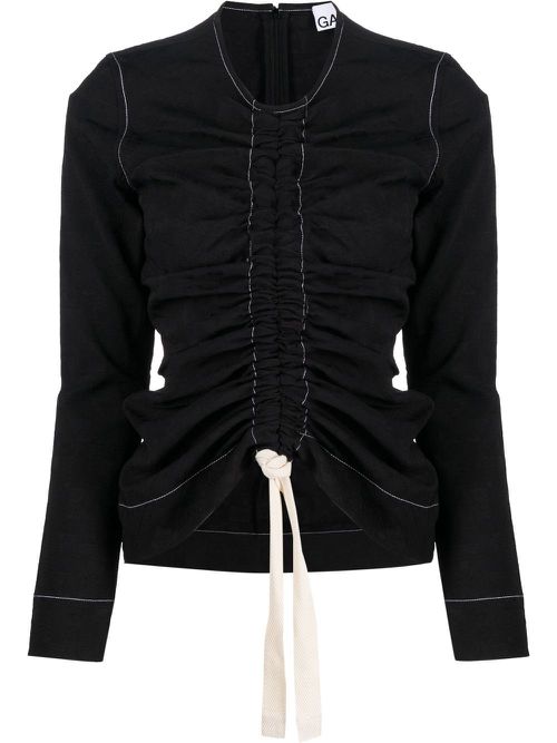Ruched-effect long-sleeve top - Black