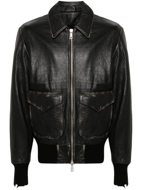 Leather shirt jacket - Black
