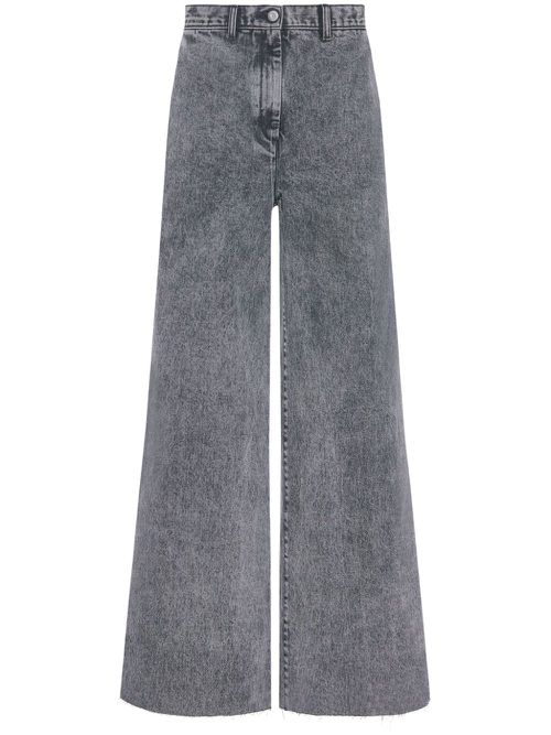 Acid-wash wide-leg jeans - Black