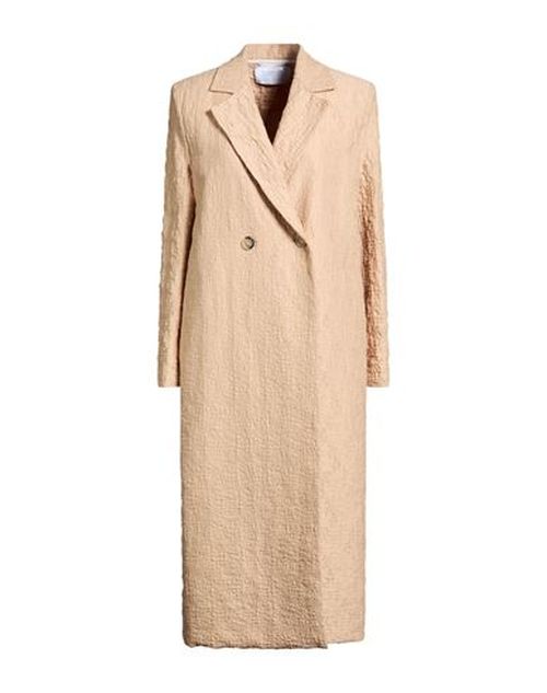 Woman Overcoat & Trench Coat Sand Size 8 Cotton, Polyamide, Elastane