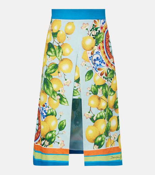Layered printed cotton-blend midi skirt