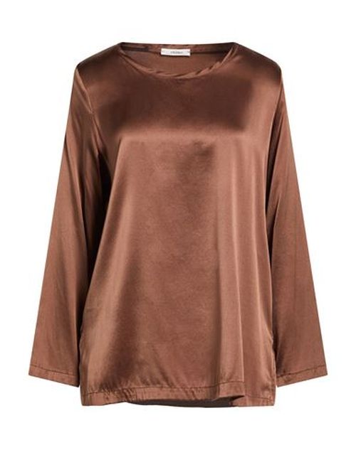 Malìparmi Woman Top Chocolate brown Size 12 Silk, Elastane