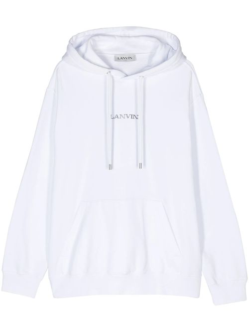 Lanvin Paris Loose Fit Logo Hoodie in White - White