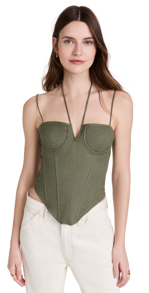 Del Gato Corset Top Khaki