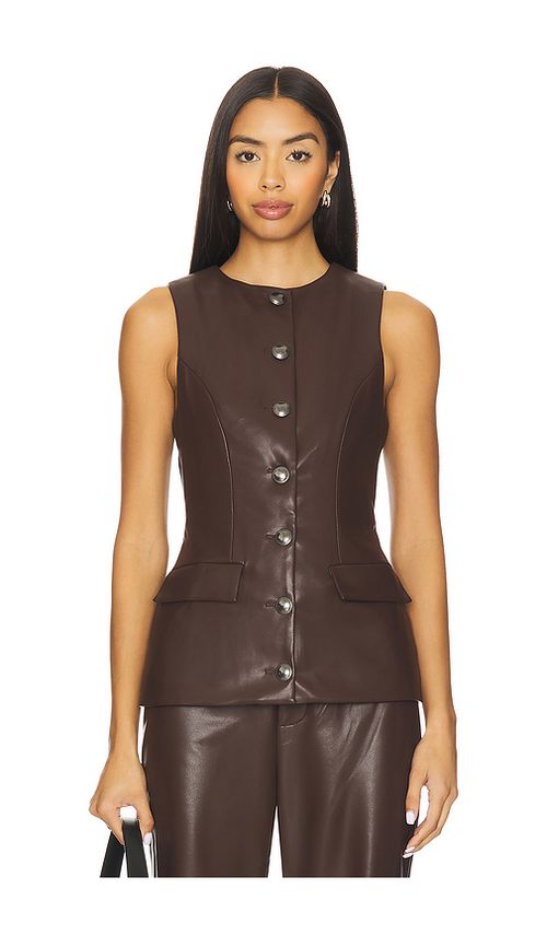 Lovers and Friends Jordan Faux Leather Top in Dark Brown. XL also in L, M, S