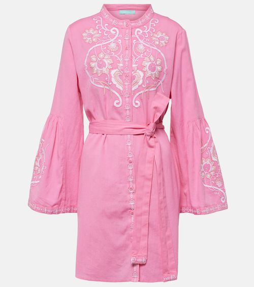 melissa odabash pearl crochet trimmed embroidered cotton voile mini dress Plus Size V Neck Embroidered Midi Dress in Red