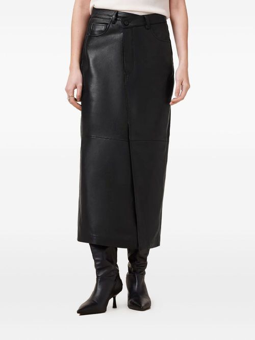 Eden leather midi skirt - Black