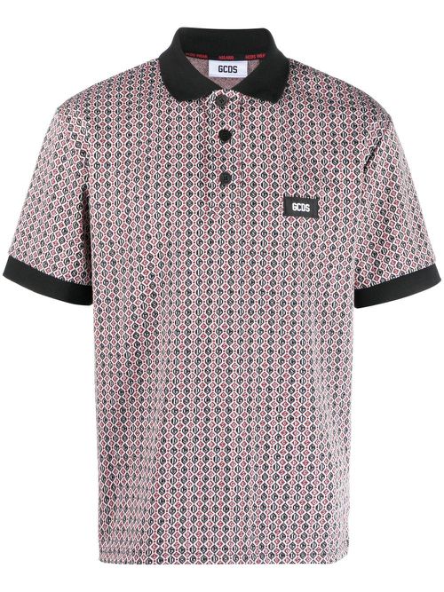 Logo-patch jacquard polo shirt - Red