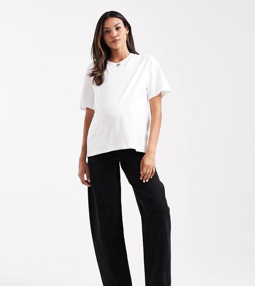ASOS DESIGN Maternity slim barrel leg jeans in washed black