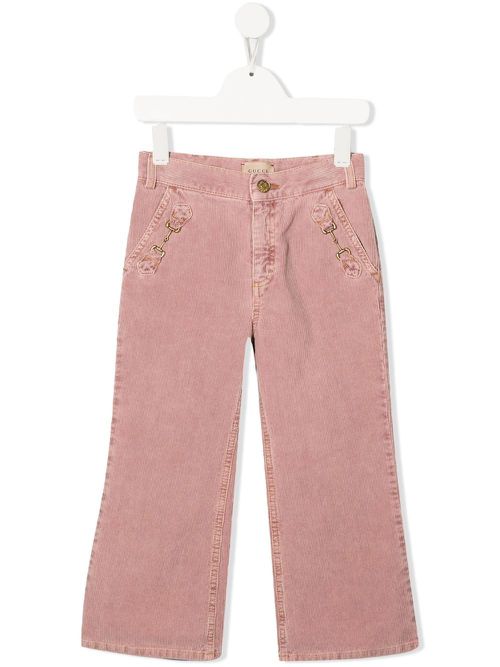 Corduroy horse-bit detail trousers - Pink