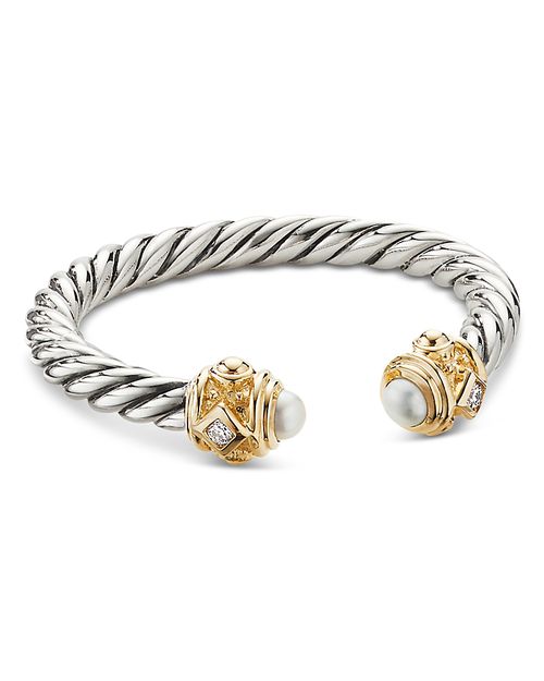 Renaissance Ring in Sterling Silver with 14K Yellow Gold, Pearls & Diamonds, 2.3mm