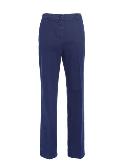 Blue Cropped Flared Trousers