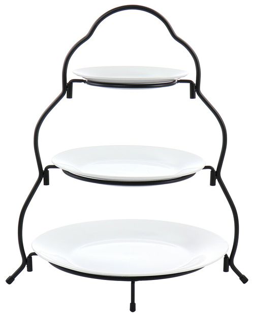 3-Tier Round Plate Porcelain Serveware Set
