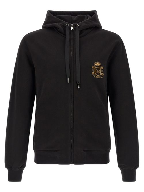 Logo-Embroidered Cotton Hoodie — Black