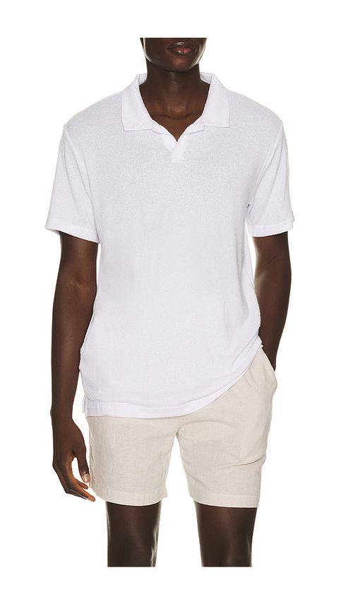 Vintage Summer Boucle Jersey Polo in White. S also in M, L, XL/1X, XXL/2X