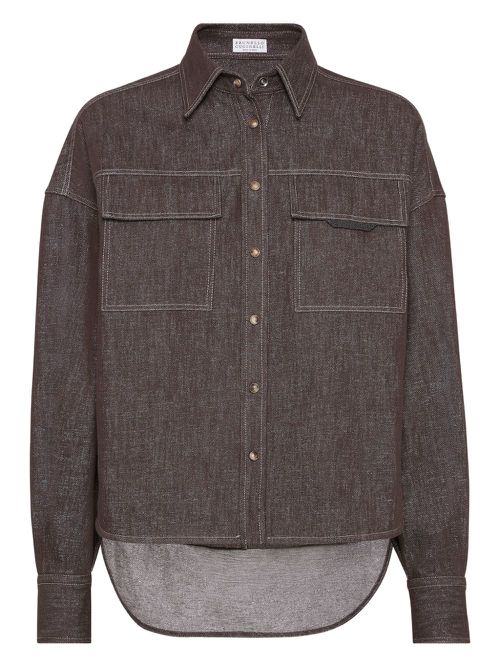Brunello Cucinelli contrast-lining shirt - Brown