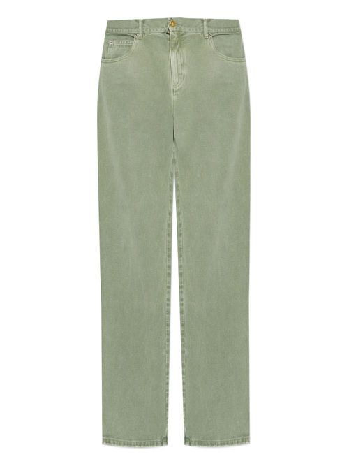 Logo-engraved-button jeans - Green