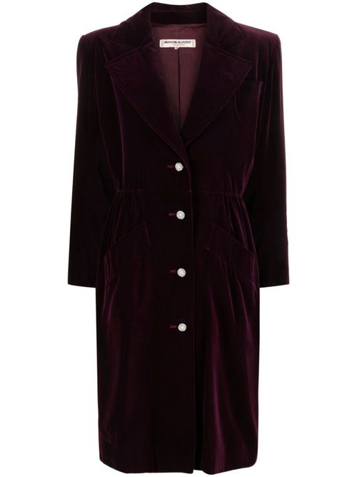 Single-breasted velvet coat - Purple