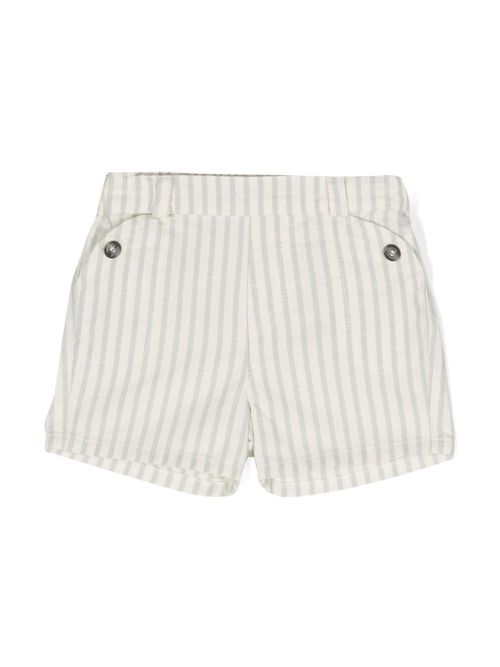 Striped cotton shorts - Green
