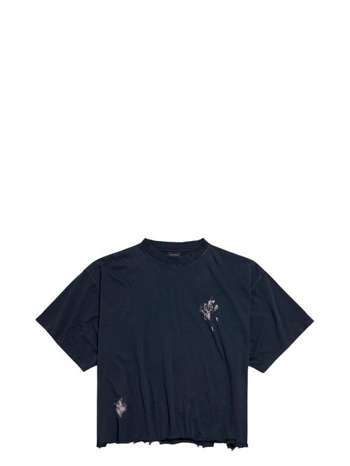 Balenciaga Women's Ss Cropped T-Shirt in Black | Size 1 | 783399TSVD5 Color 1041