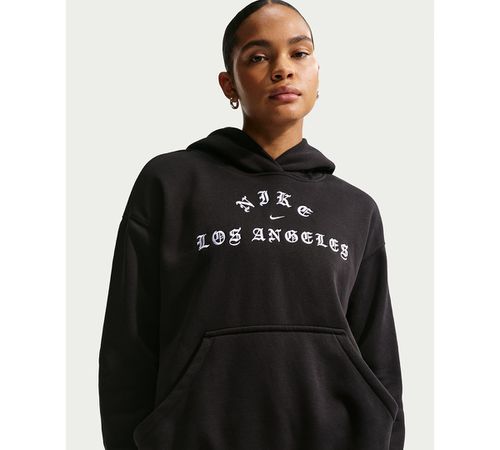 Women's Fleece Oversized Los Angeles Pull-On Hoodie - Black/White