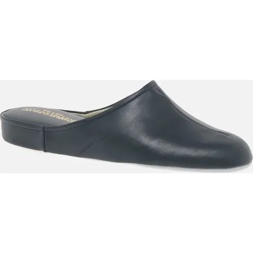 Men's Gavin Mens Leather Slippers - Navy